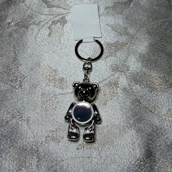 Accessories - Dangling Silver Bear Keychain w Mirror belly + movable arms & legs New